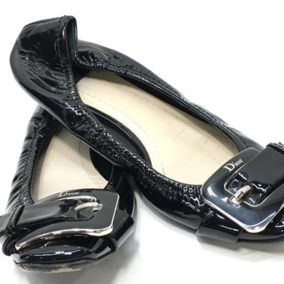 Christian Dior Patent Leather Buckle Ballet Flats - Picture 3 of 10